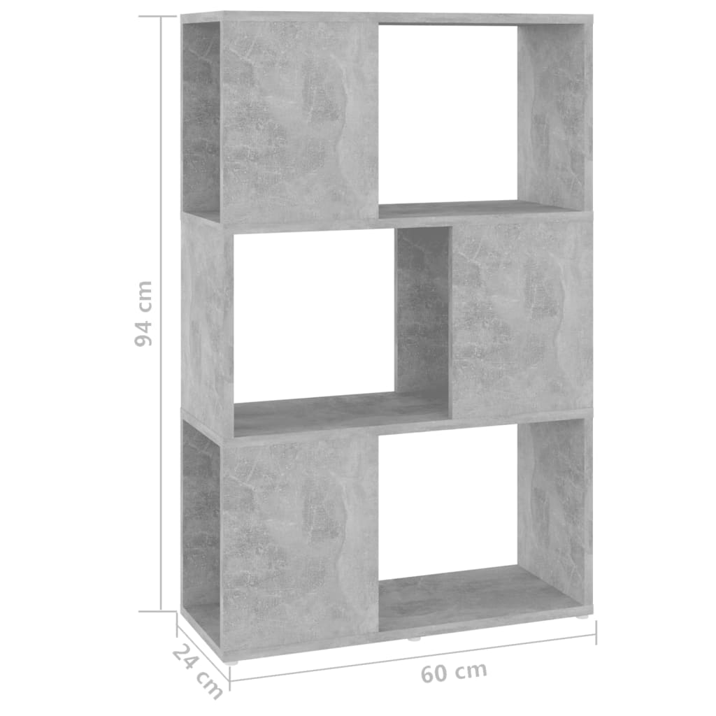 Bokhylla/Rumsavdelare betonggrå 60x24x94 cm konstruerat trä