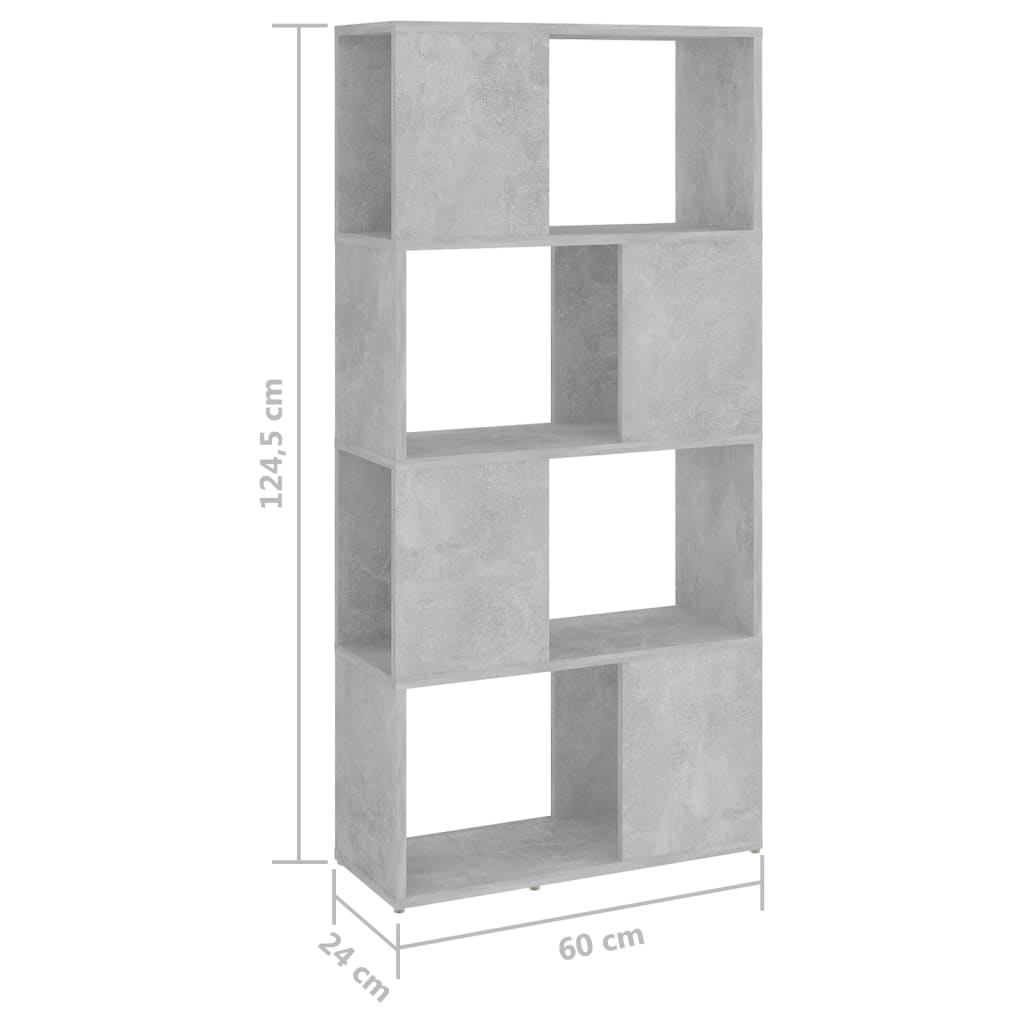 Bokhylla Rumsavdelare betonggrå 60x24x124,5 cm