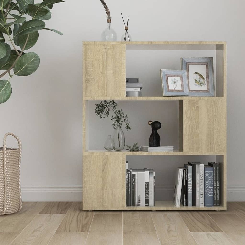 Bokhylla/Rumsavdelare sonoma-ek 80x24x94 cm konstruerat trä