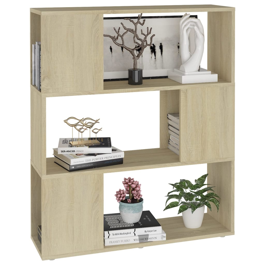 Bokhylla/Rumsavdelare sonoma-ek 80x24x94 cm konstruerat trä