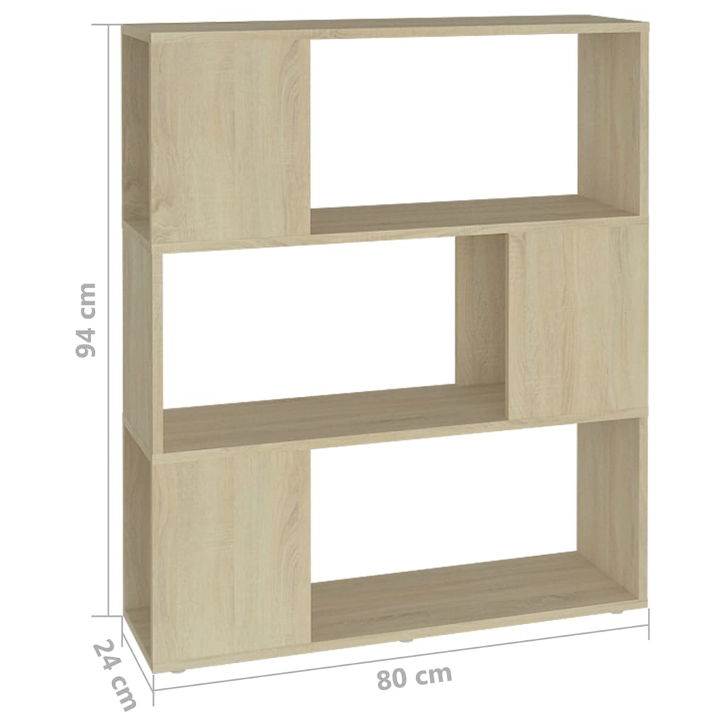 Bokhylla/Rumsavdelare sonoma-ek 80x24x94 cm konstruerat trä