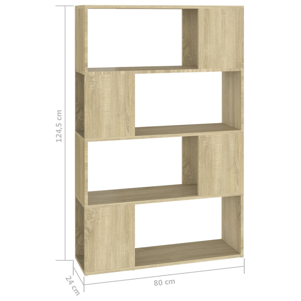 Bokhylla/Rumsavdelare sonoma-ek 80x24x124,5 cm konstruerat trä