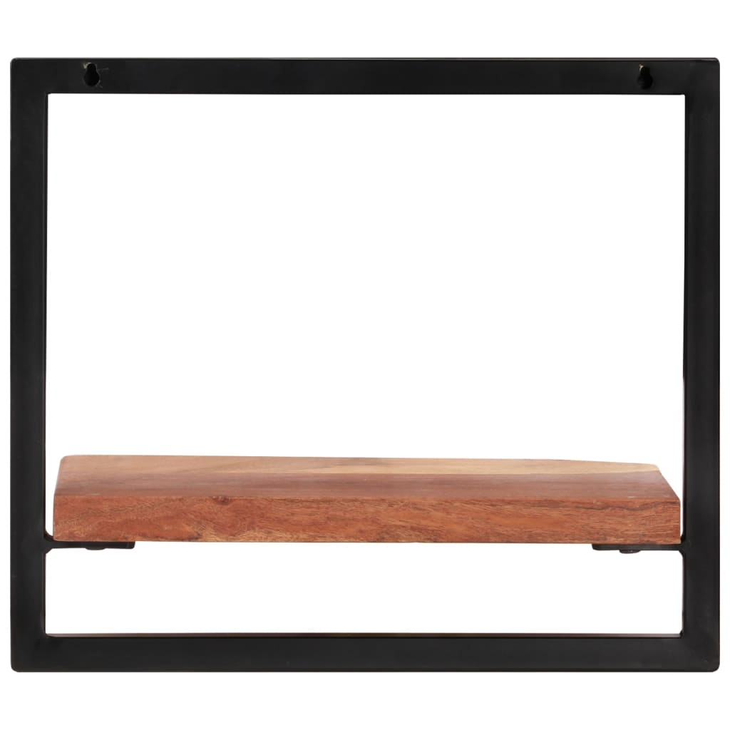 Vägghyllor 2 st 40x24x35 cm massivt akaciaträ och stål