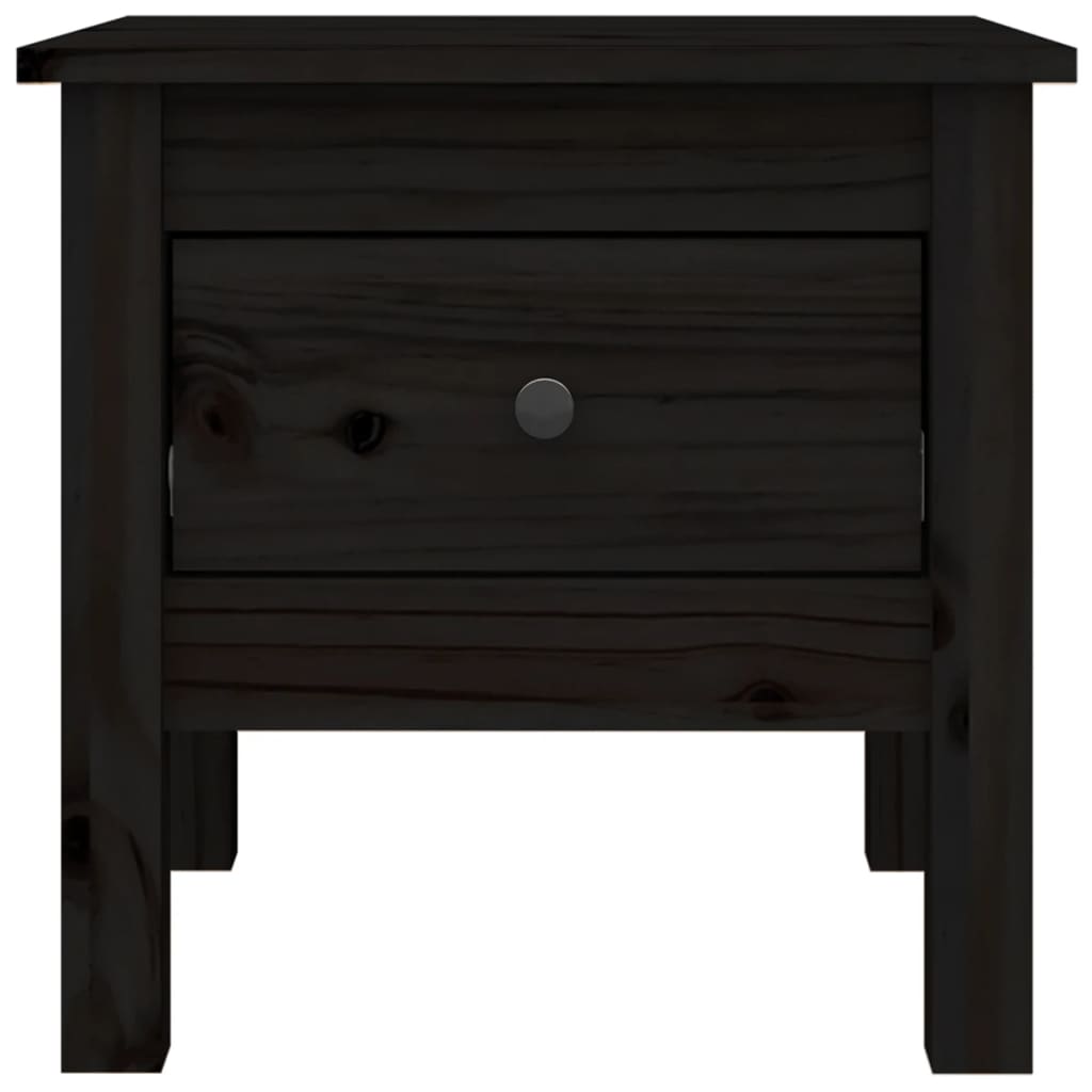 Sidobord 2 st svart 40x40x39 cm massivt furuträ