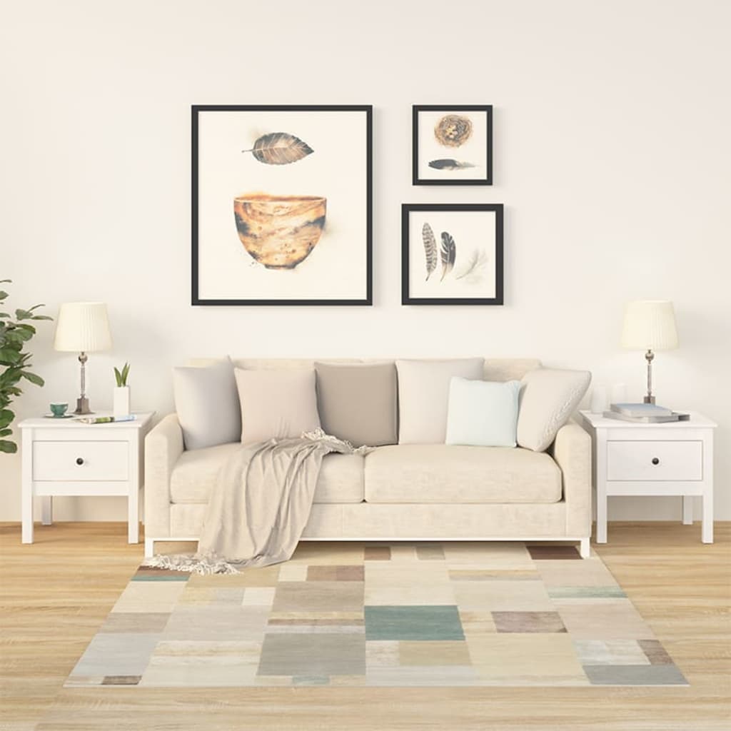 Sidobord 2 st vit 50x50x49 cm massivt furuträ