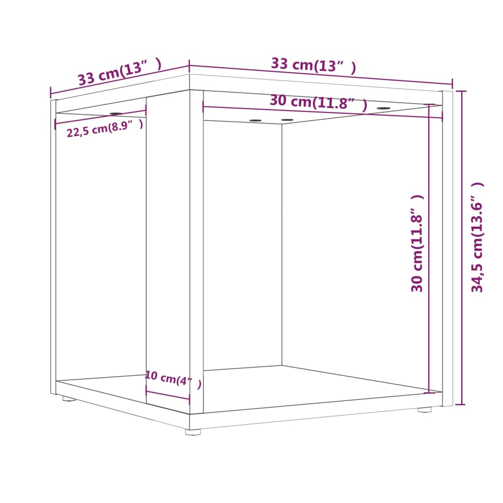 Sidobord rökfärgad ek 33x33x34,5 cm konstruerat trä