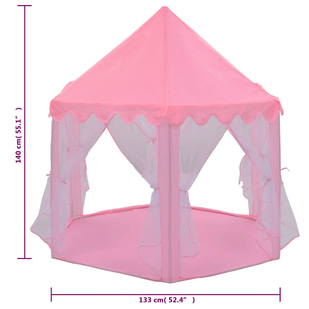 Prinsesstält med 250 bollar rosa 133x140 cm