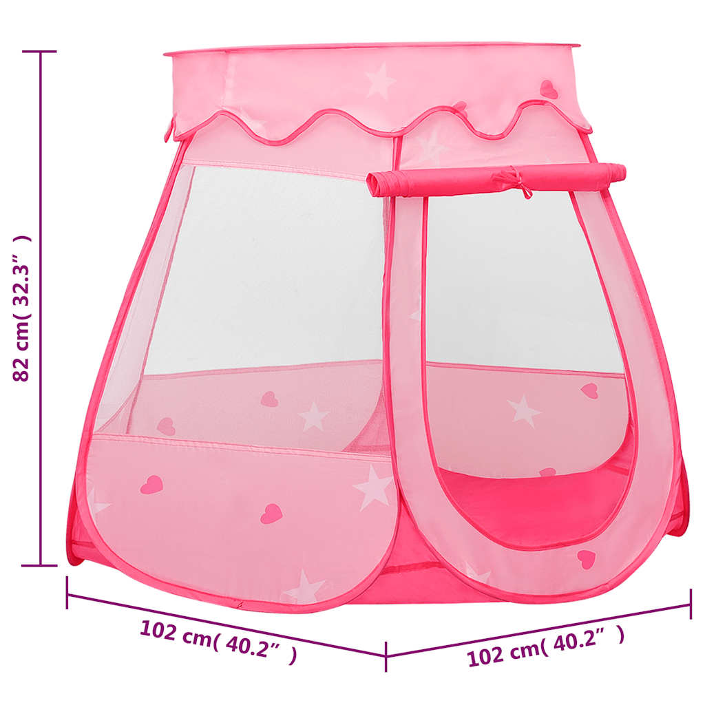 Lektält med 250 bollar Rosa 102x102x82 cm