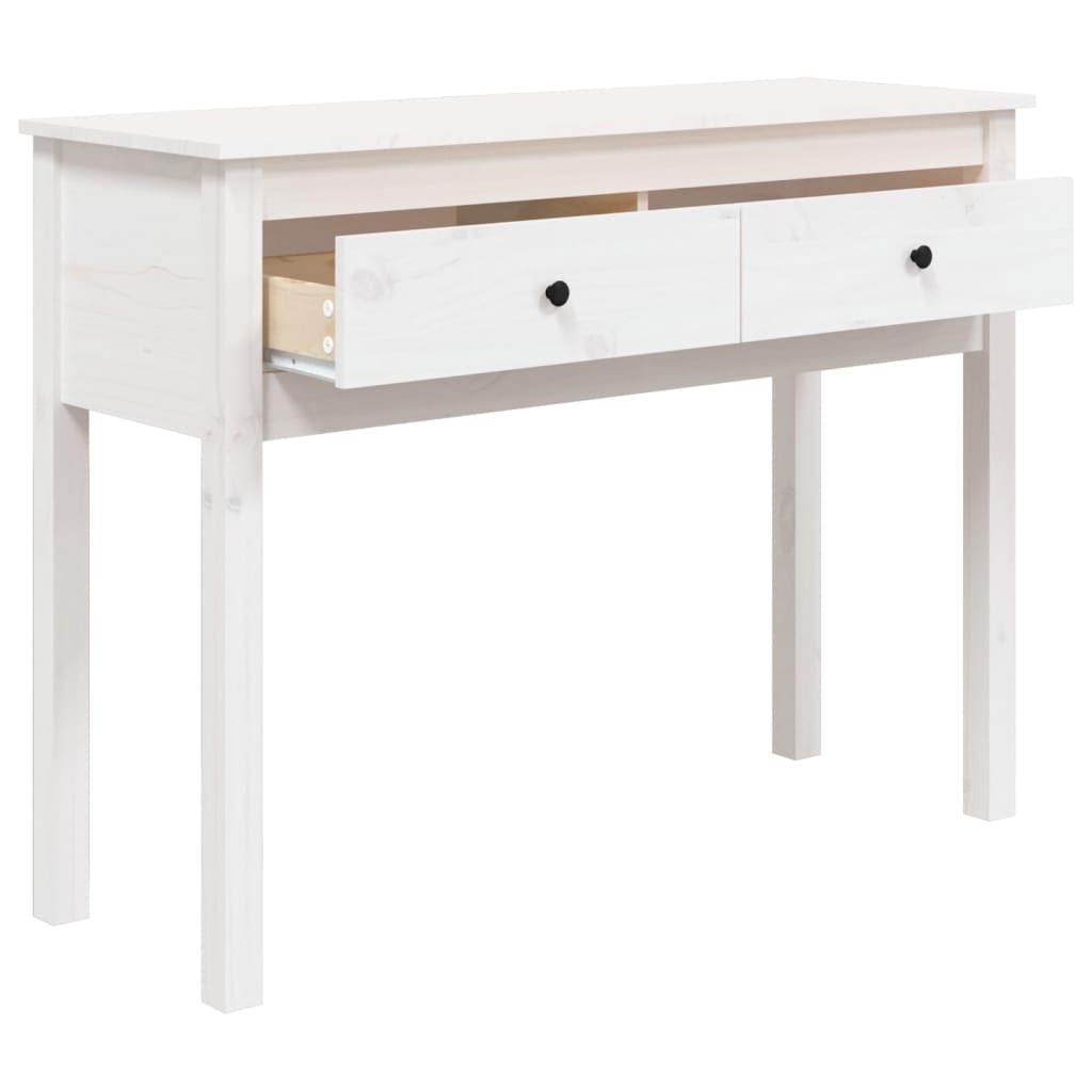 Konsolbord vit 100x35x75 cm massiv furu