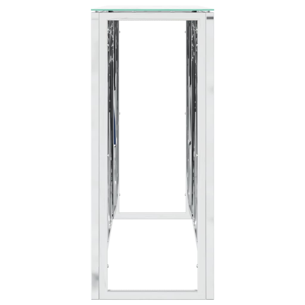 Avlastningsbord silver 110x30x70 cm rostfritt stål och glas