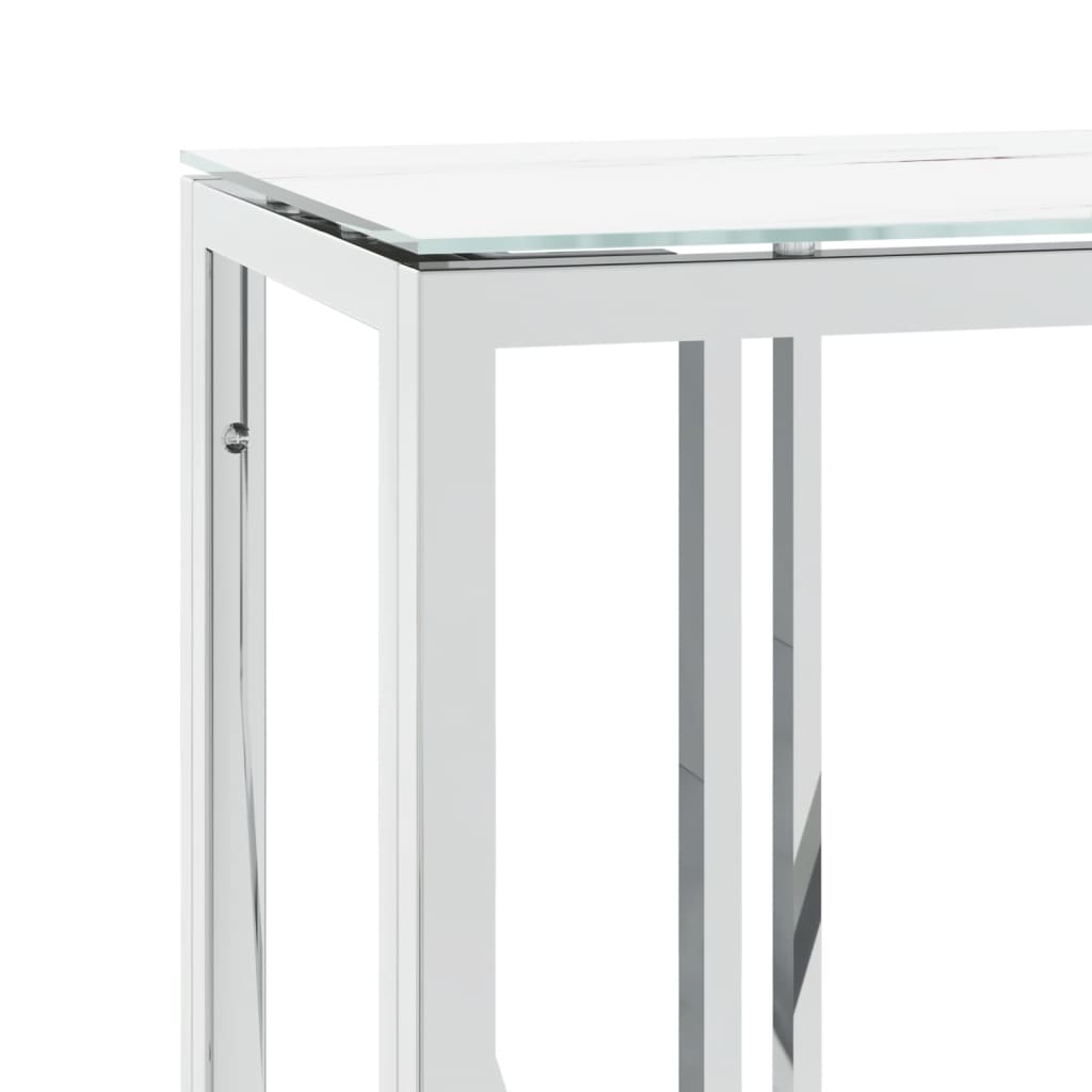 Avlastningsbord silver 110x30x70 cm rostfritt stål och glas