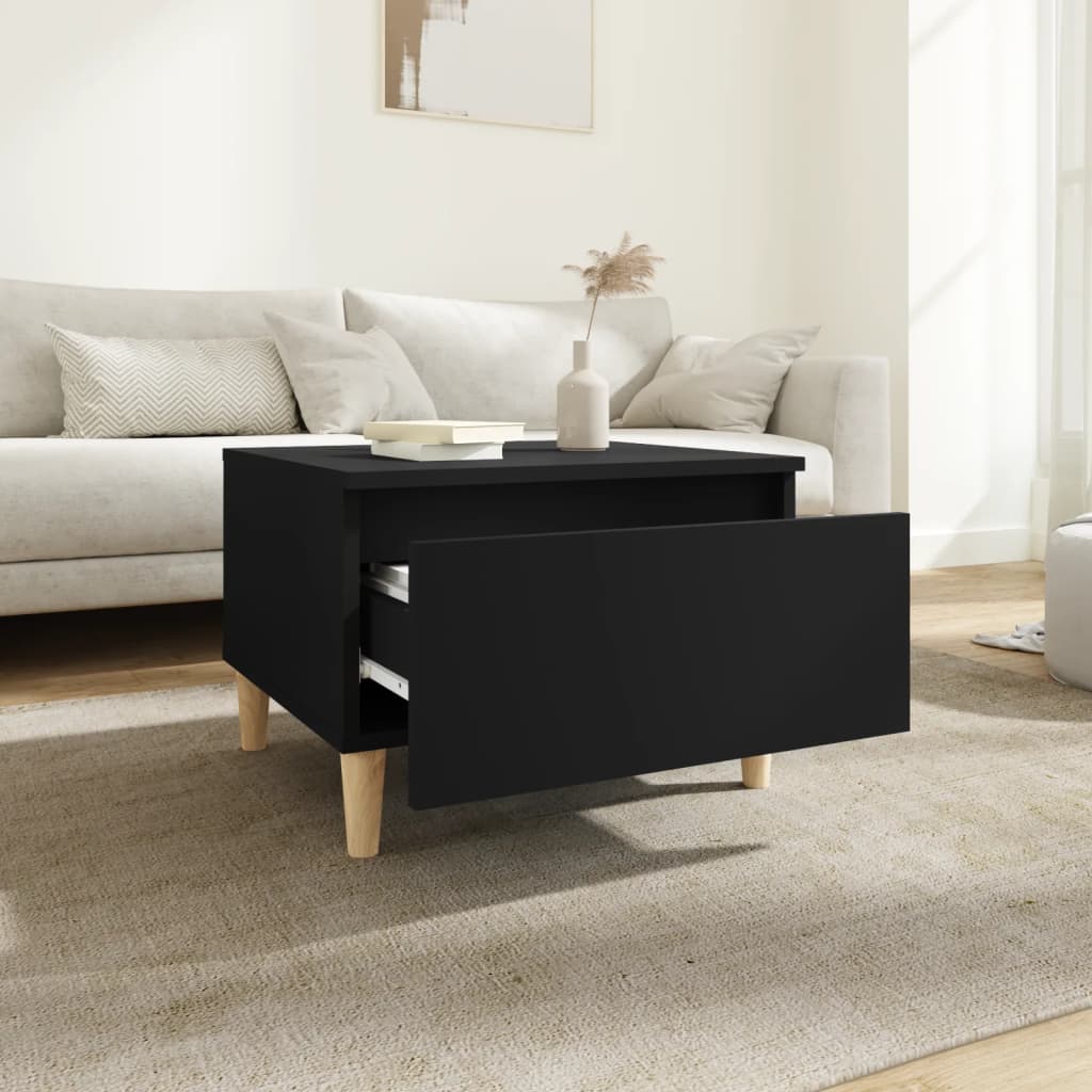 Sidobord svart 50x46x35 cm konstruerat trä