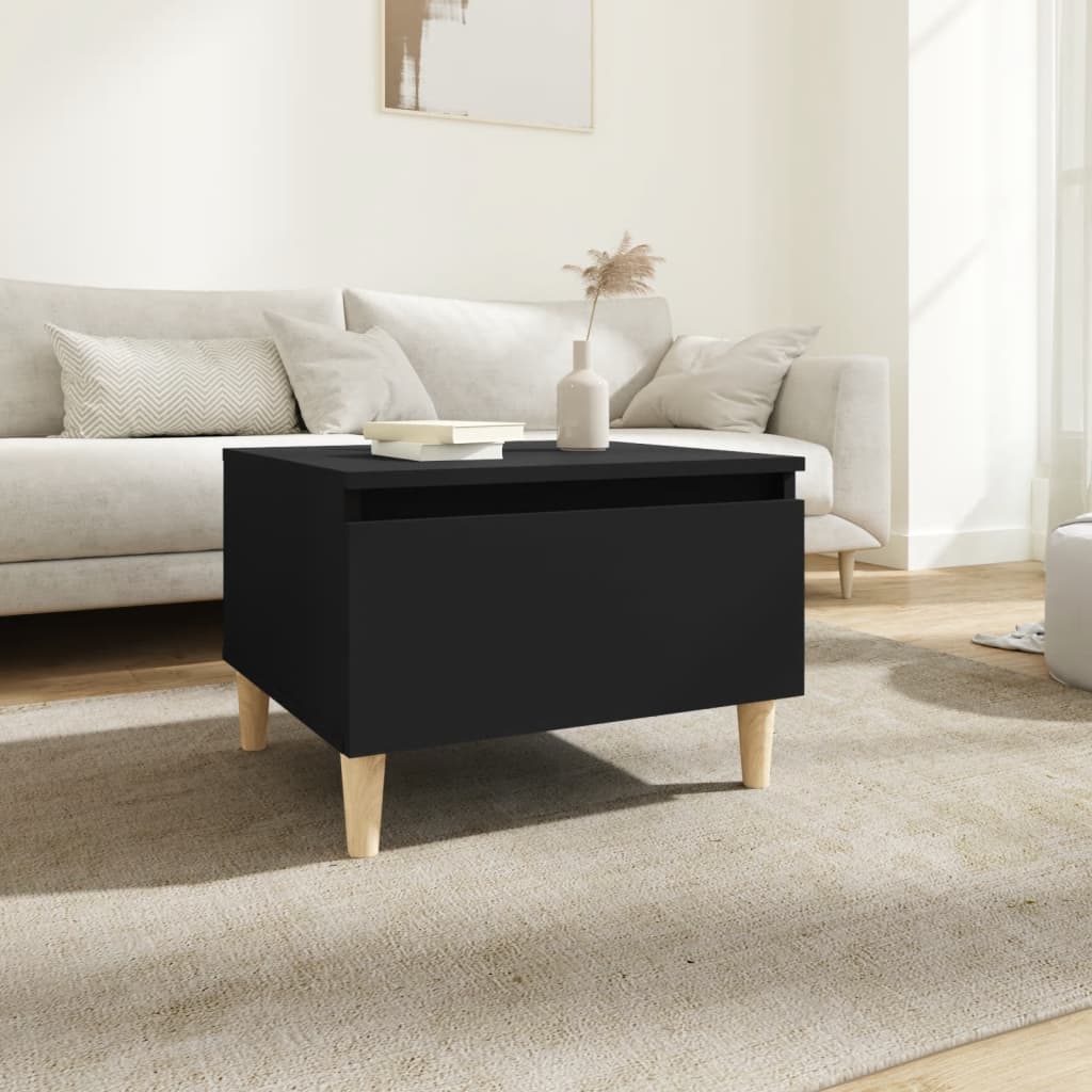 Sidobord svart 50x46x35 cm konstruerat trä
