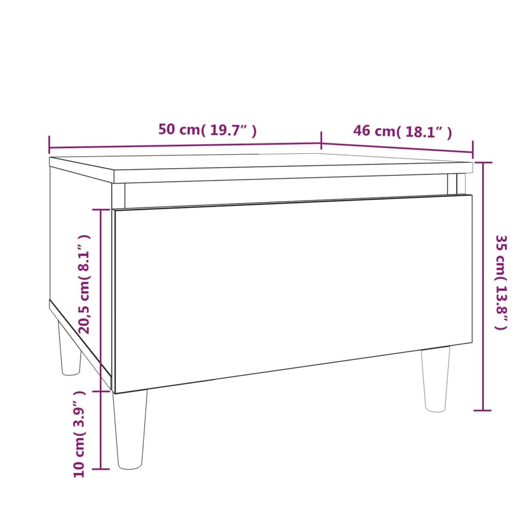Sidobord sonoma-ek 50x46x35 cm konstruerat trä