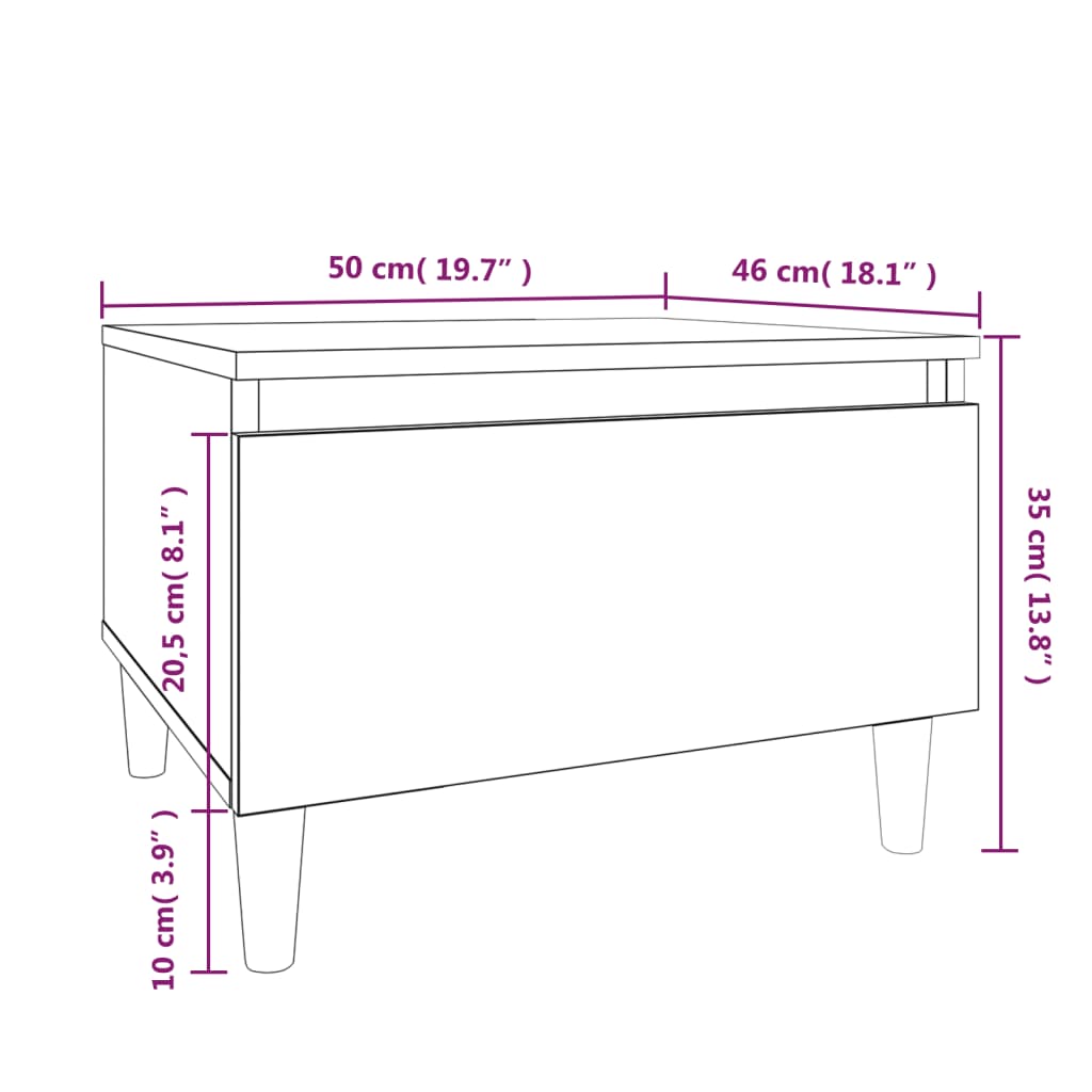 Sidobord betonggrå 50x46x35 cm konstruerat trä