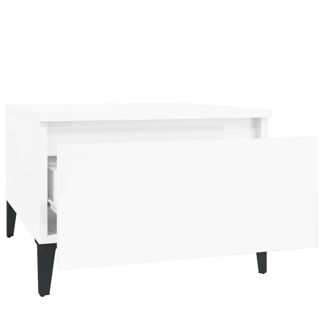 Sidobord 2 st vit högglans 50x46x35 cm konstruerat trä