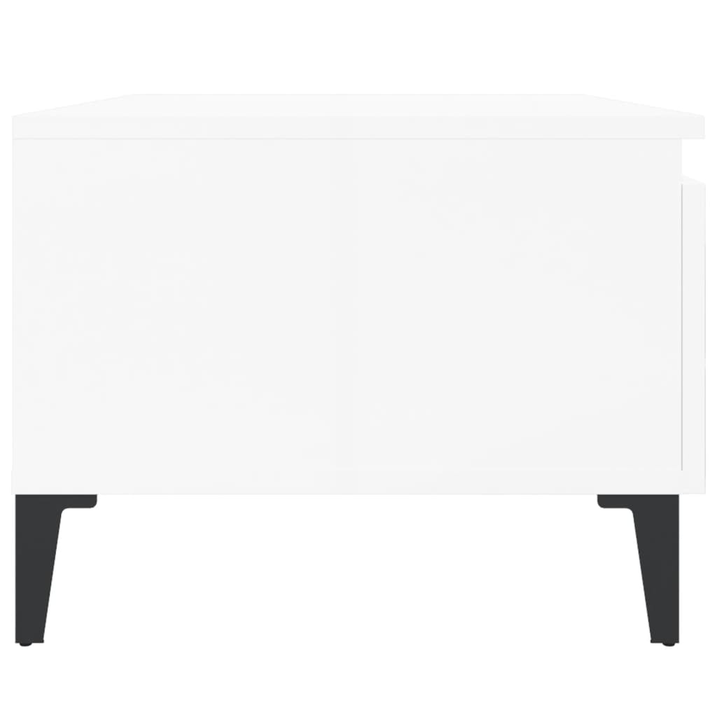 Sidobord 2 st vit högglans 50x46x35 cm konstruerat trä