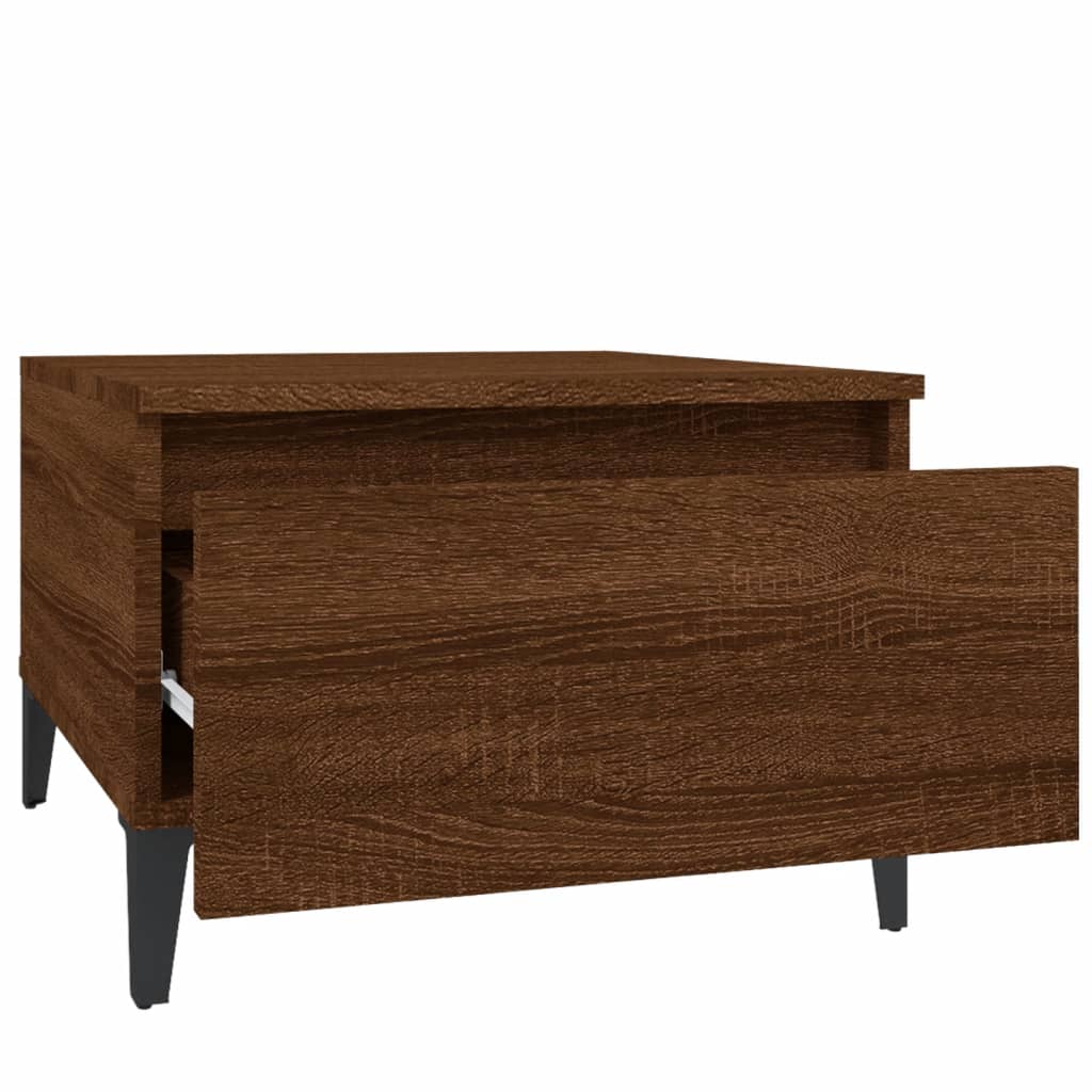 Sidobord 2 st brun ek 50x46x35 cm konstruerat trä