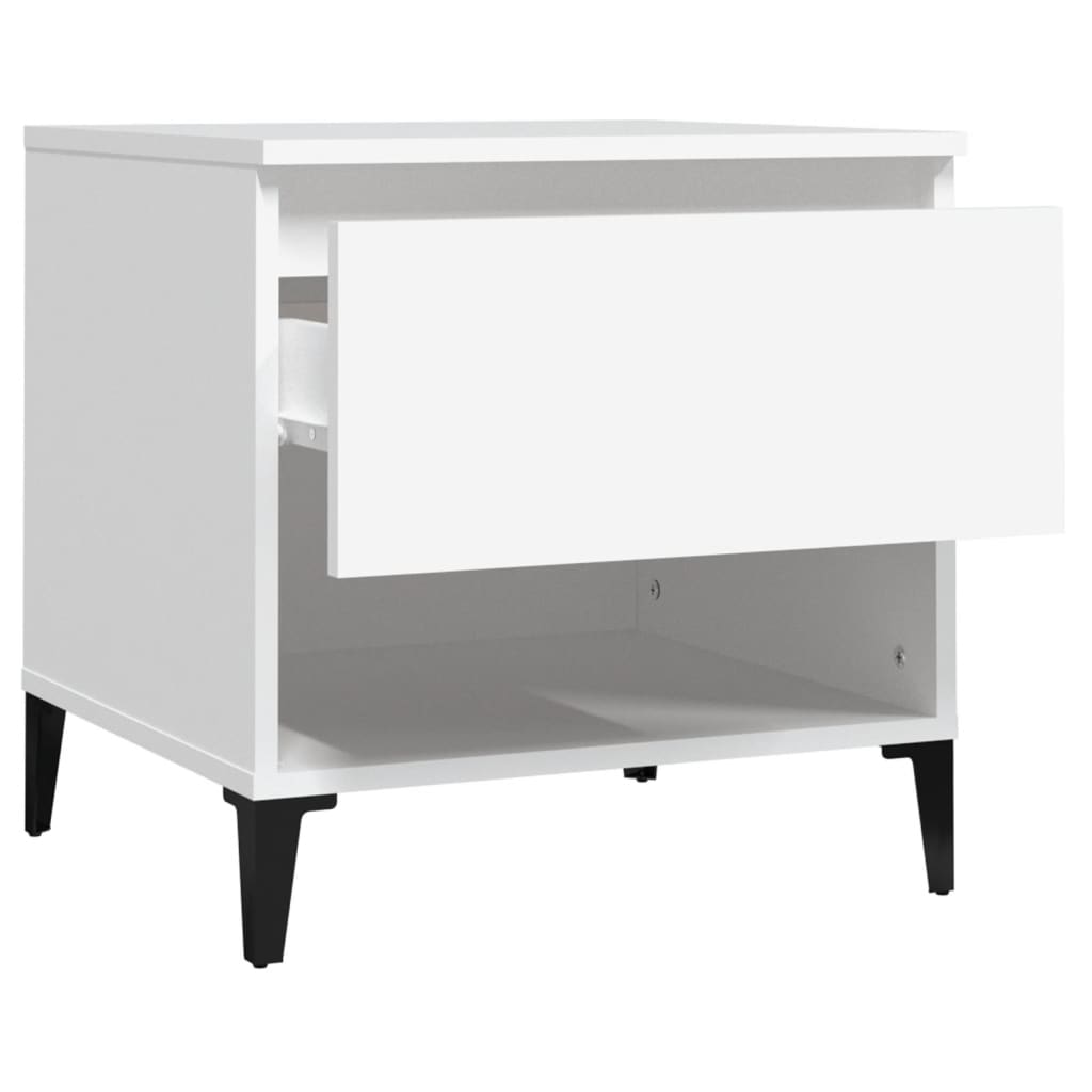 Sidobord 2 st vit 50x46x50 cm konstruerat trä