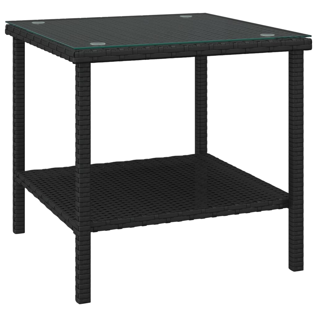 Sidobord svart 45x45x45 cm konstrotting och härdat glas
