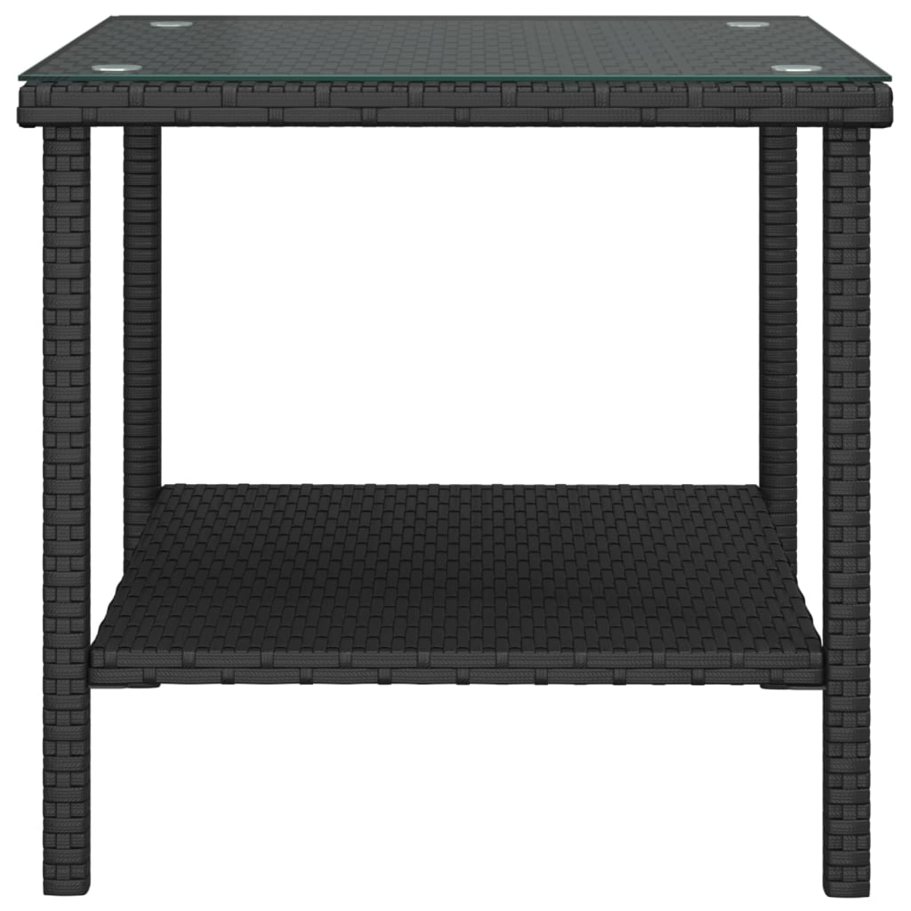 Sidobord svart 45x45x45 cm konstrotting och härdat glas