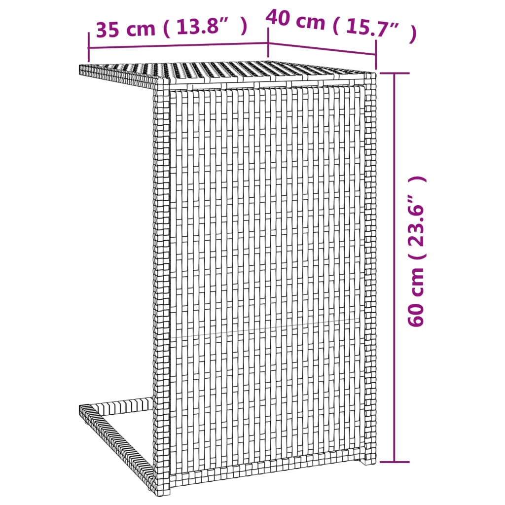 C-sidobord svart 40x35x60 cm konstrotting