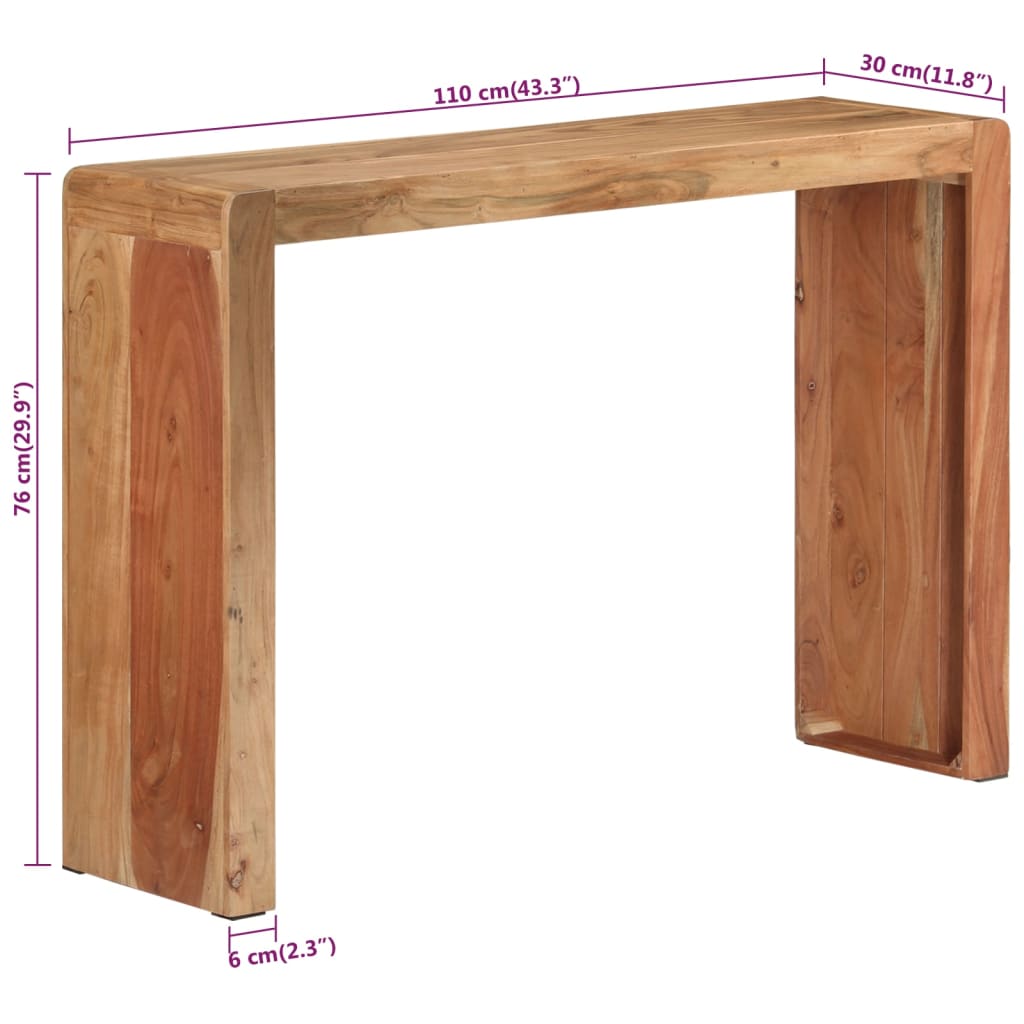 Konsolbord 110x30x76 cm massivt akaciaträ