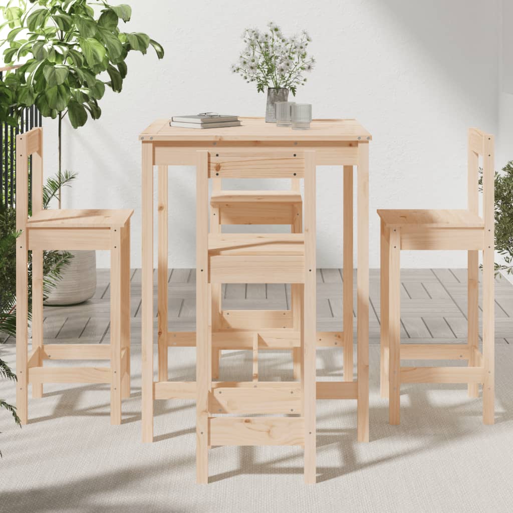 Barmöbler för trädgården 5 delar massiv furu
