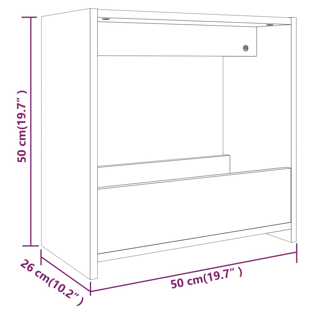 Sidobord rökfärgad ek 50x26x50 cm konstruerat trä