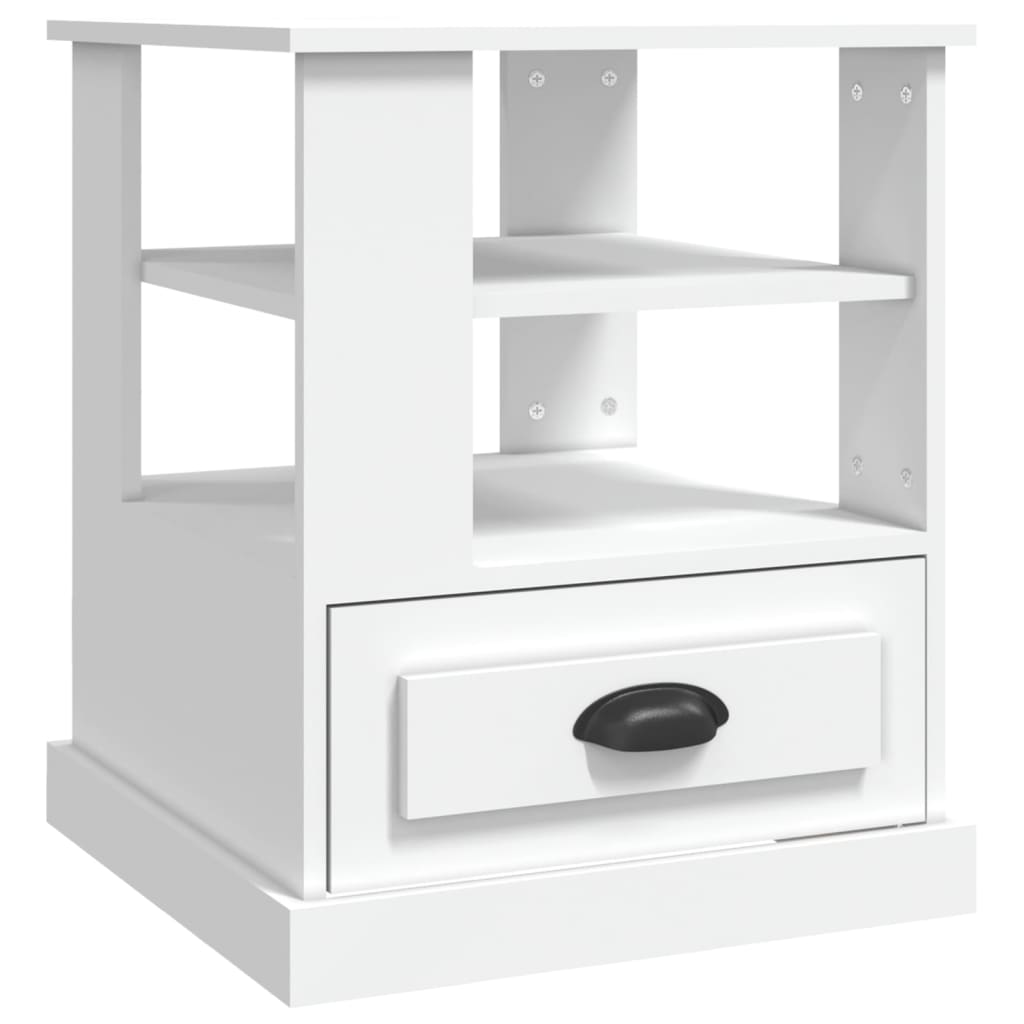 Sängbord vit 50x50x60 cm konstruerat trä
