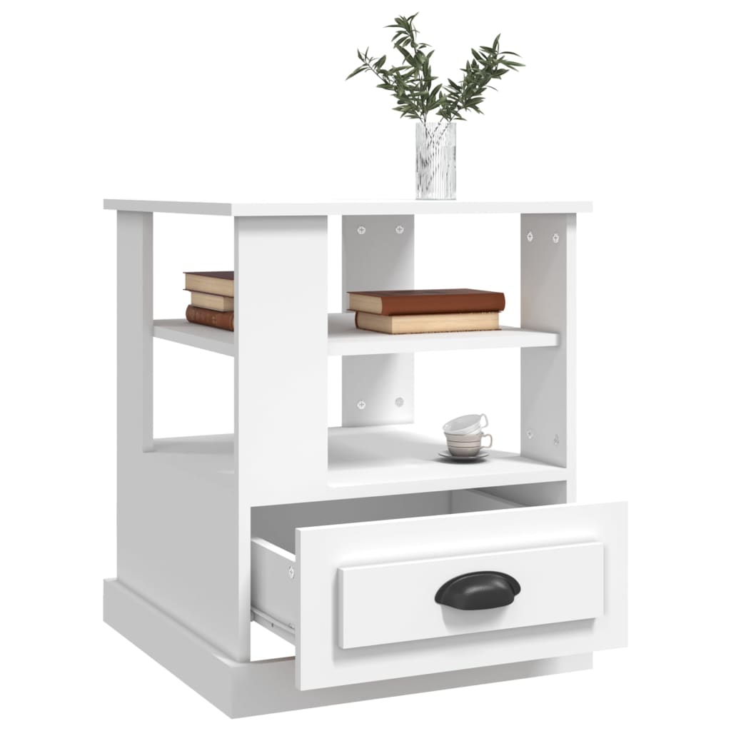 Sängbord vit 50x50x60 cm konstruerat trä