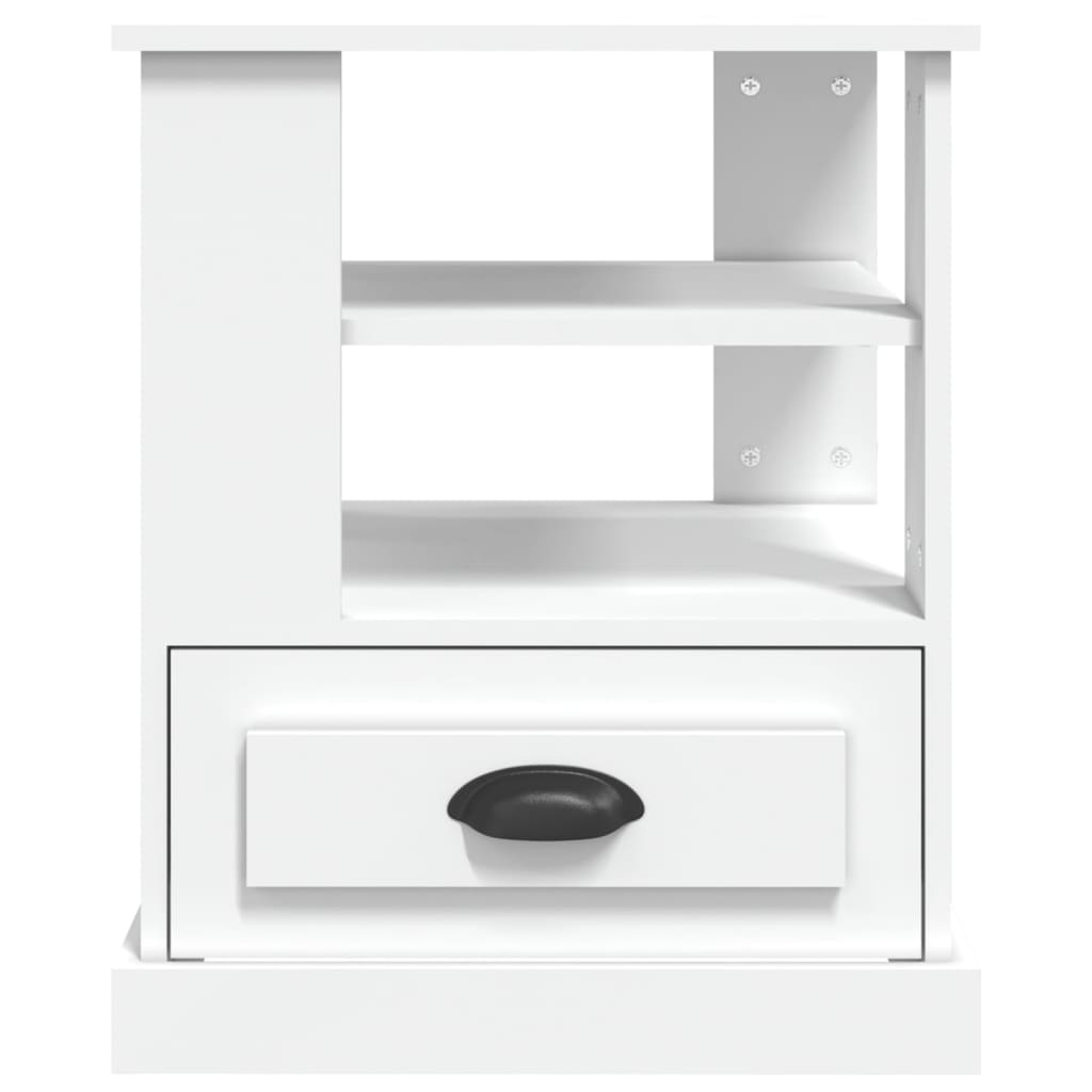 Sängbord vit 50x50x60 cm konstruerat trä