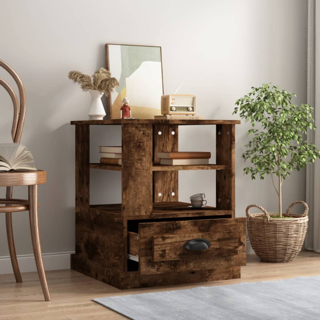 Soffbord rökfärgad ek 50x50x60 cm konstruerat trä