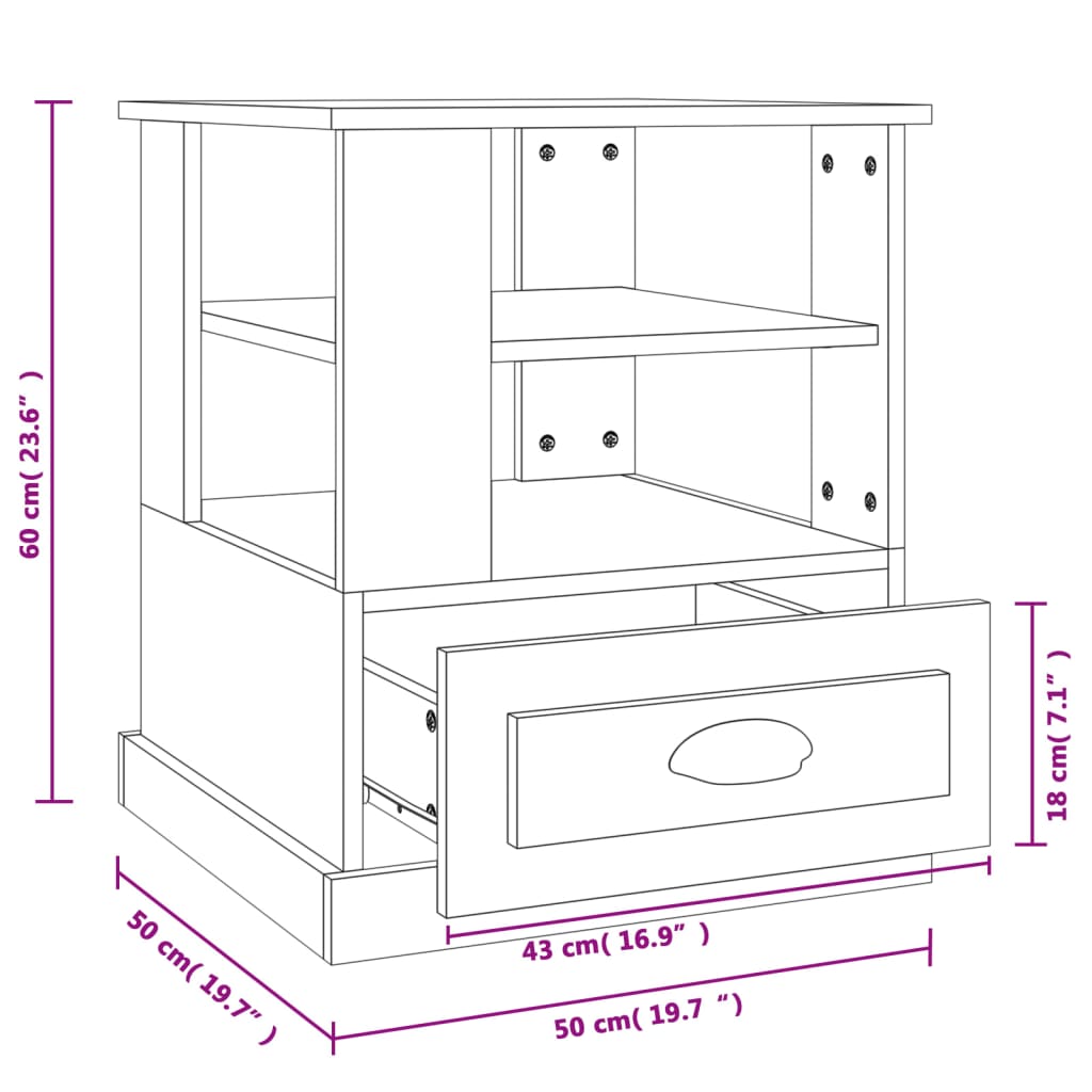 Soffbord rökfärgad ek 50x50x60 cm konstruerat trä