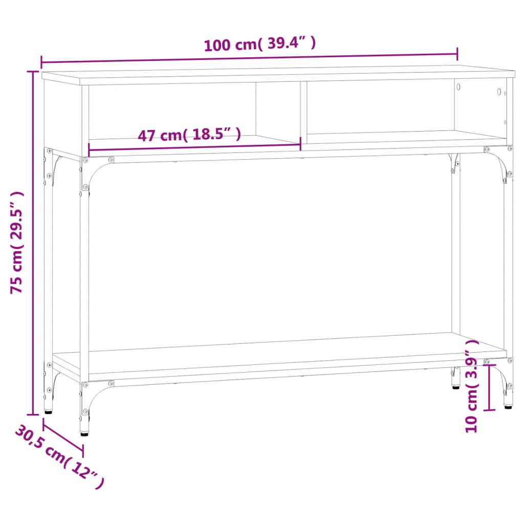Avlastningsbord brun ek 100x30,5x75 cm konstruerat trä