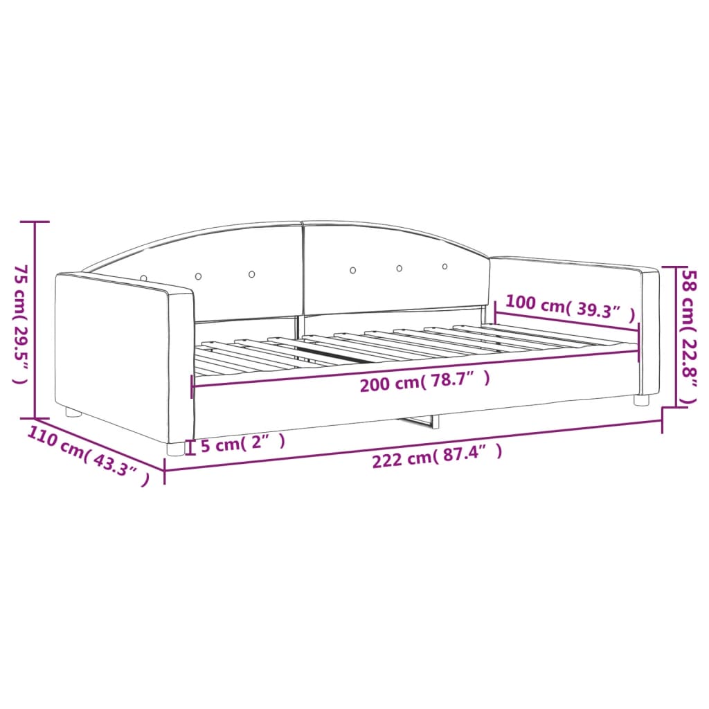 Dagbädd rosa 100x200 cm sammet