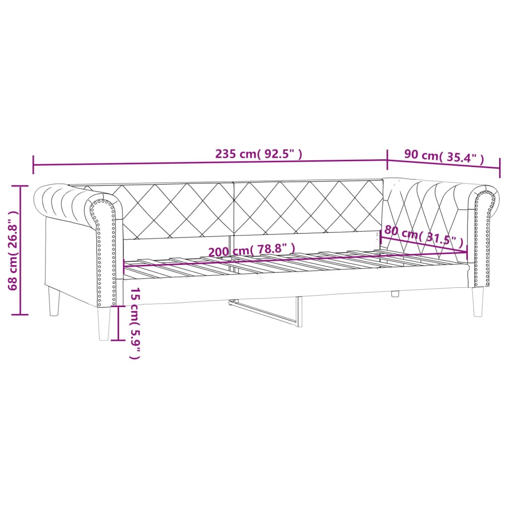 Dagbädd svart 80x200 cm konstläder