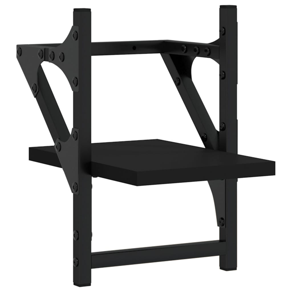 Vägghyllor med stänger 2 st svart 20x25x30 cm