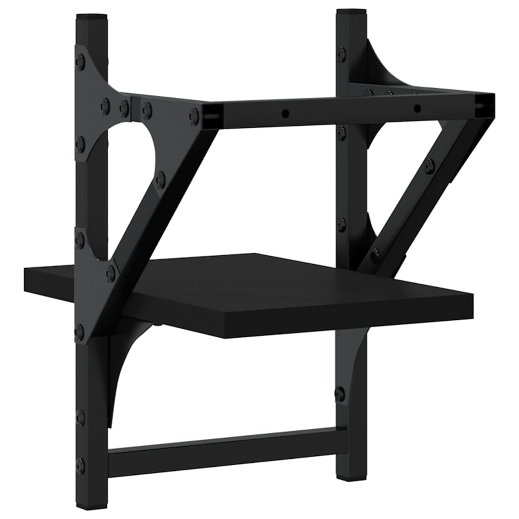 Vägghyllor med stänger 2 st svart 20x25x30 cm