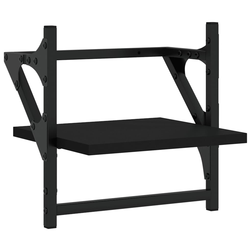 Vägghyllor med stänger 2 st svart 30x25x30 cm