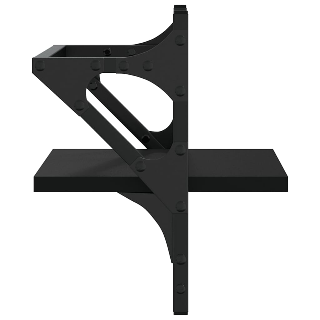 Vägghyllor med stänger 2 st svart 30x25x30 cm