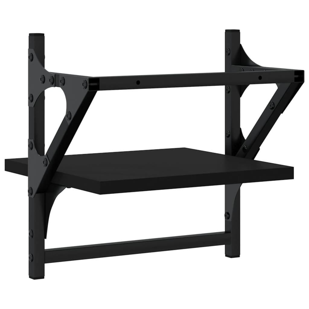 Vägghyllor med stänger 2 st svart 30x25x30 cm