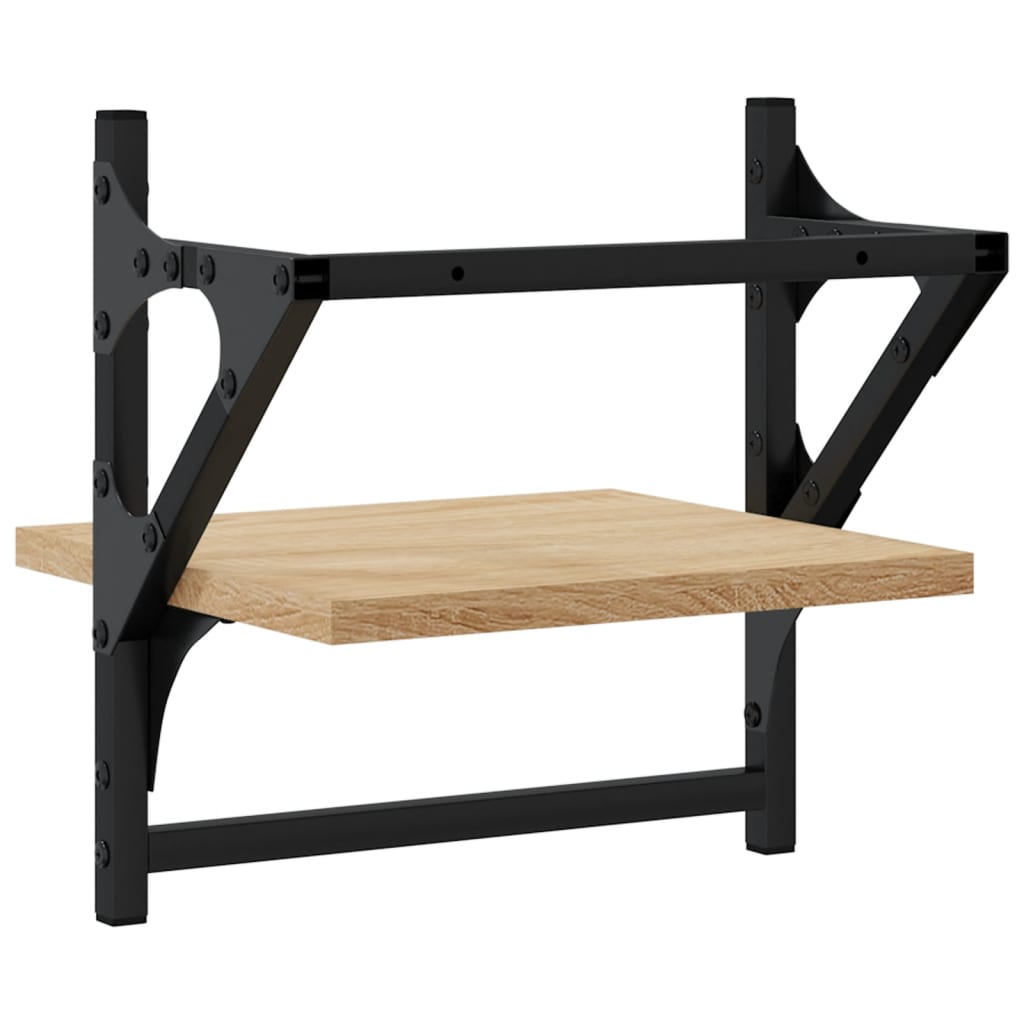 Vägghyllor med stänger 2 st sonoma-ek 30x25x30 cm