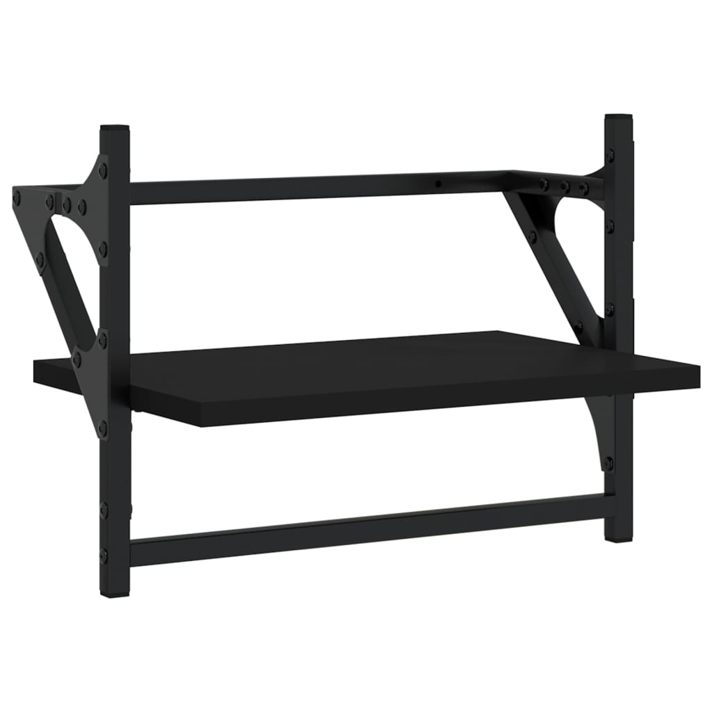 Vägghyllor med stänger 2 st svart 40x25x30 cm