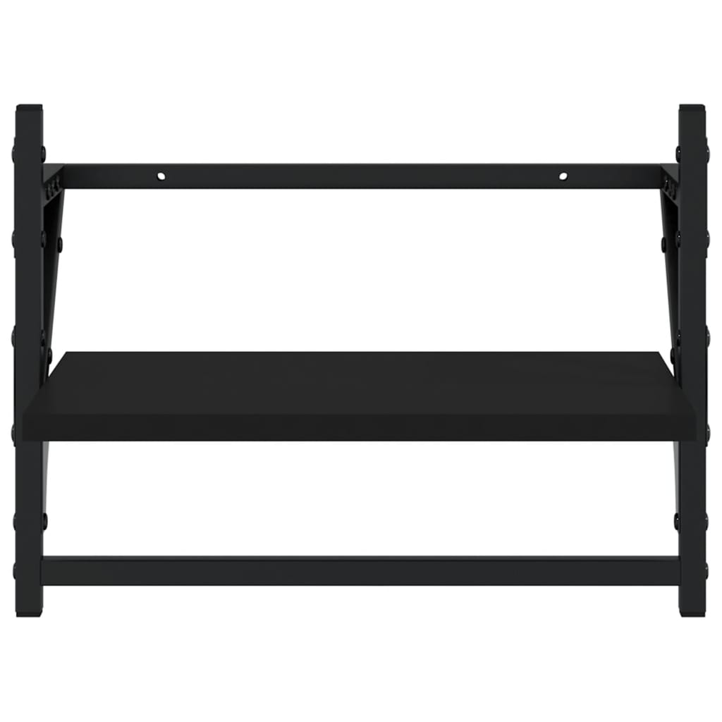 Vägghyllor med stänger 2 st svart 40x25x30 cm