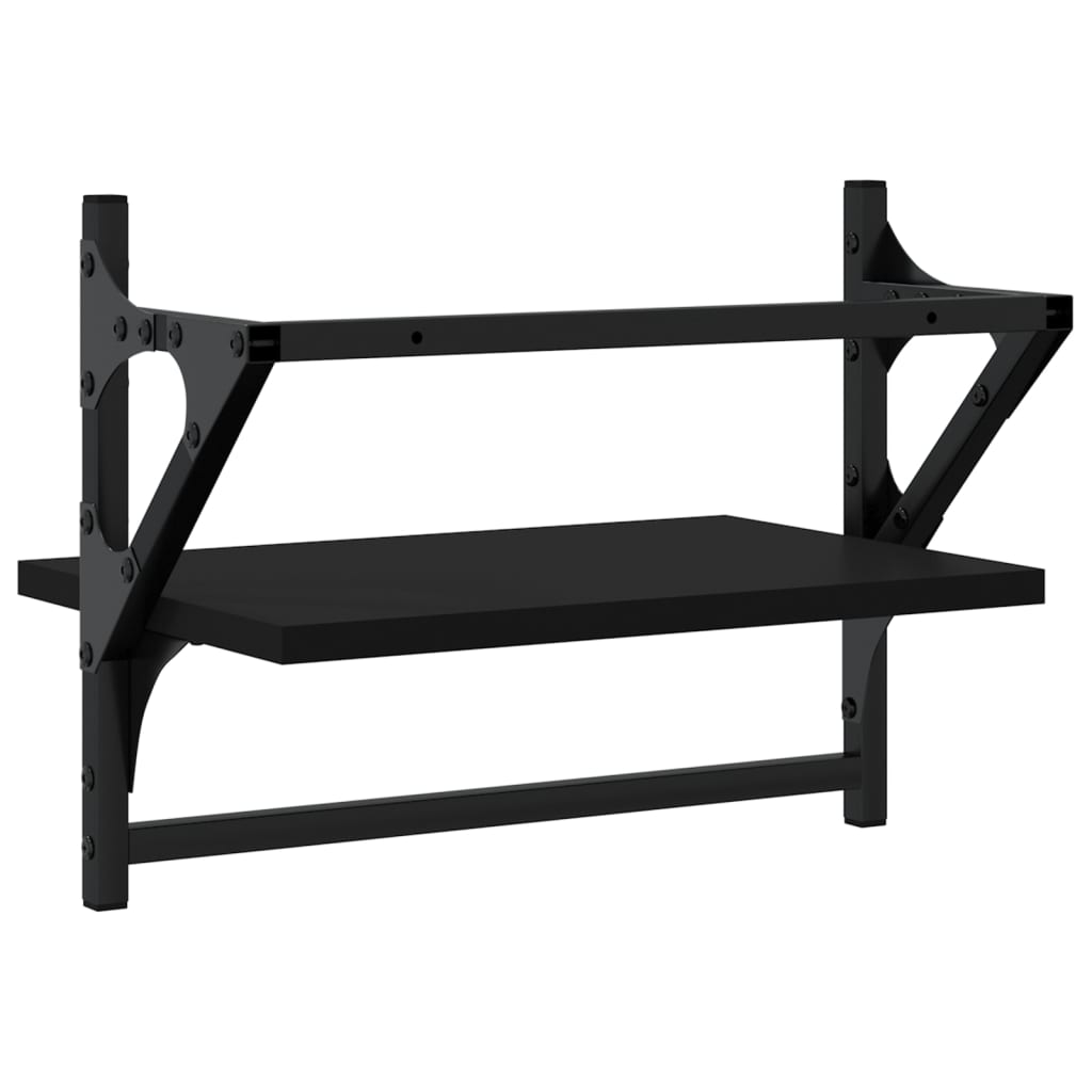 Vägghyllor med stänger 2 st svart 40x25x30 cm