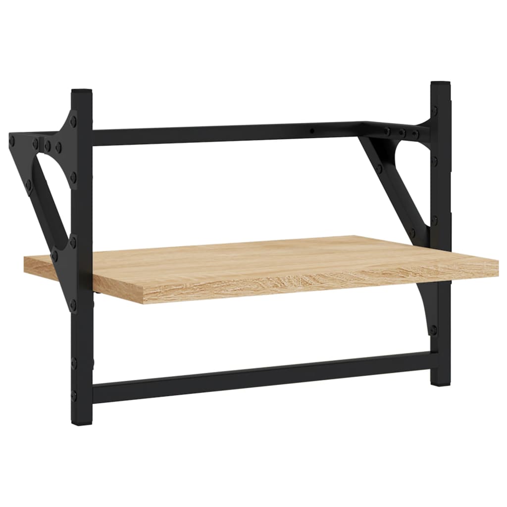 Vägghyllor med stänger 2 st sonoma-ek 40x25x30 cm
