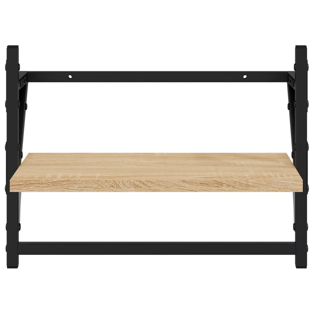 Vägghyllor med stänger 2 st sonoma-ek 40x25x30 cm