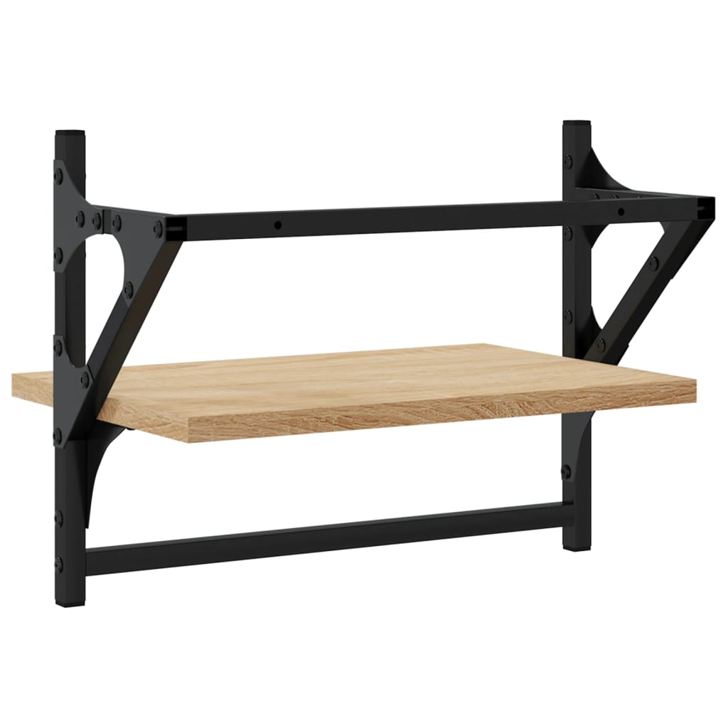 Vägghyllor med stänger 2 st sonoma-ek 40x25x30 cm