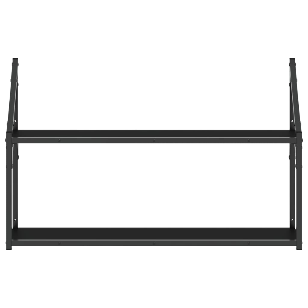 Vägghylla 2 hyllor svart 80x21x51 cm konstruerat trä